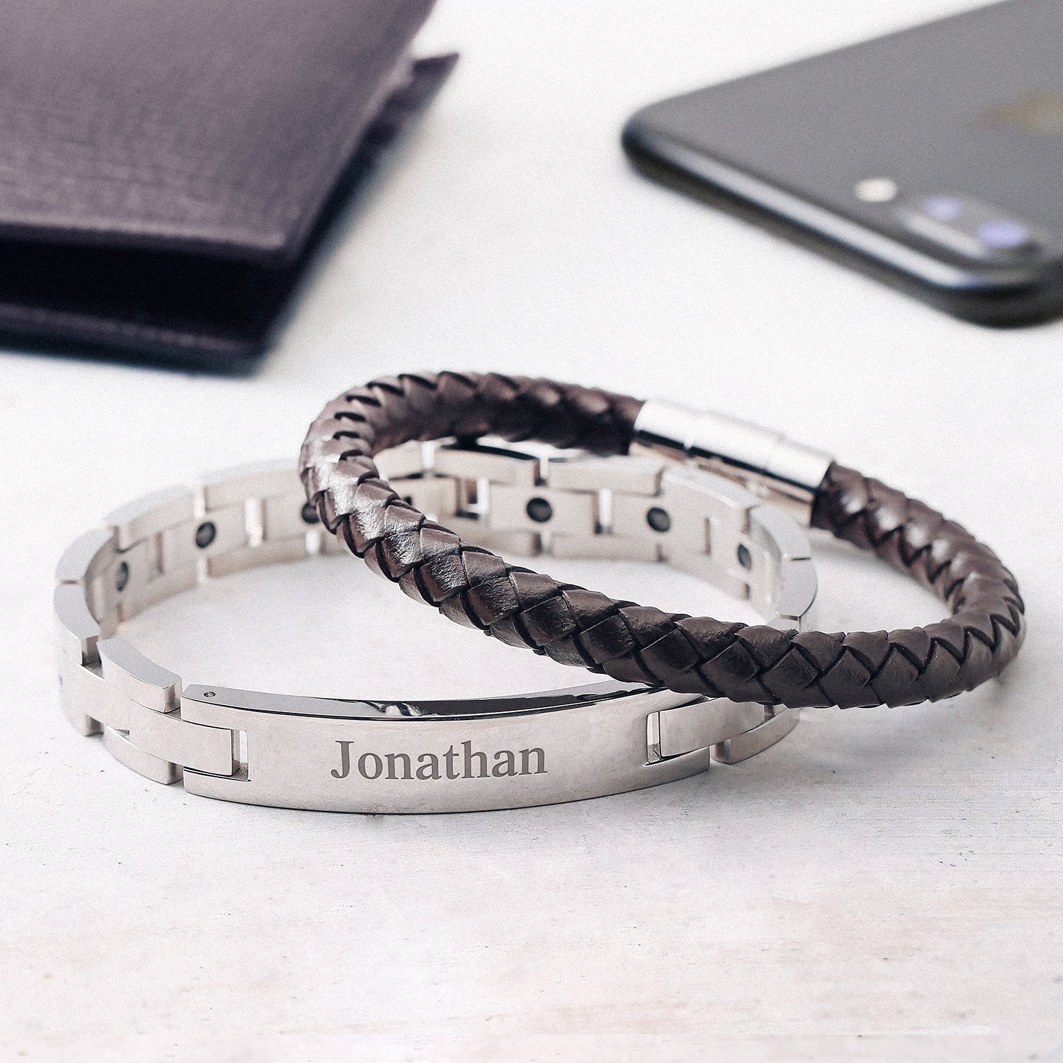 Men's Identification ID Bracelet Black Name Tag Stainless Steel 8.5 Inch - Image 7