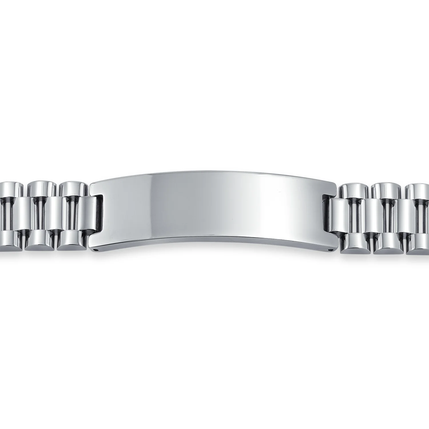 Silver Tone Stainless Steel ID Bracelet with Name Plate for Men - 8 8.5 Inch - Image 2