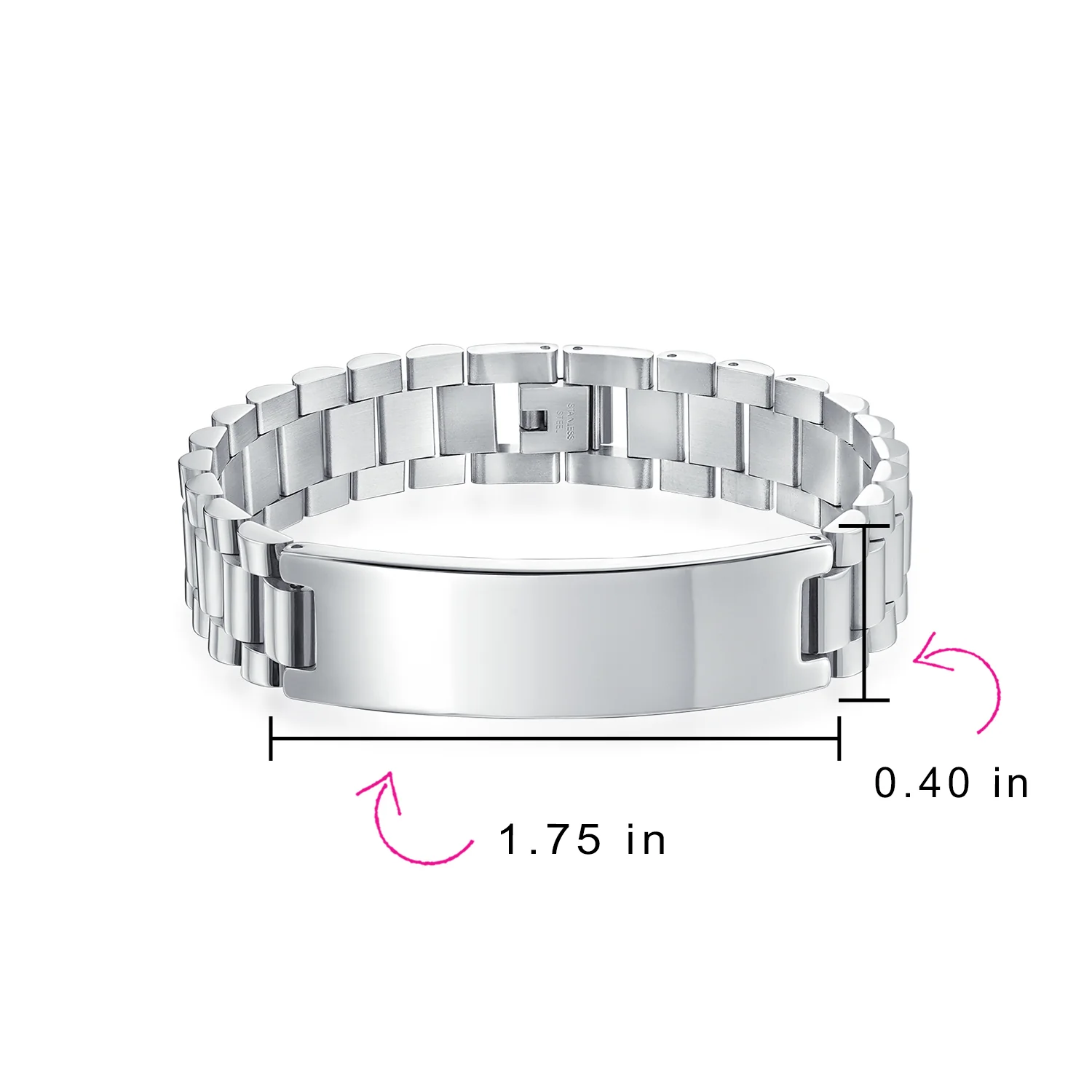 Silver Tone Stainless Steel ID Bracelet with Name Plate for Men - 8 8.5 Inch - Image 5