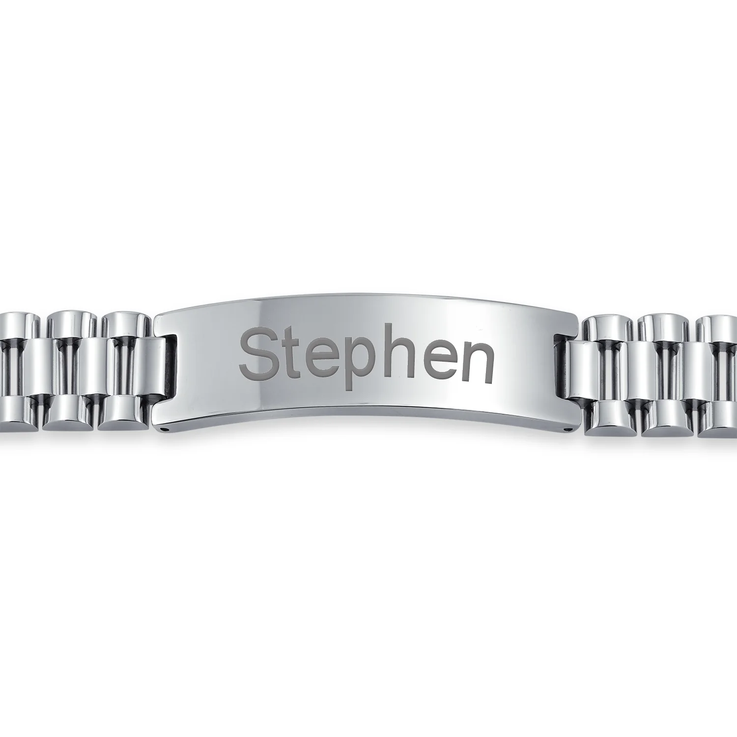 Silver Tone Stainless Steel ID Bracelet with Name Plate for Men - 8 8.5 Inch - Image 6