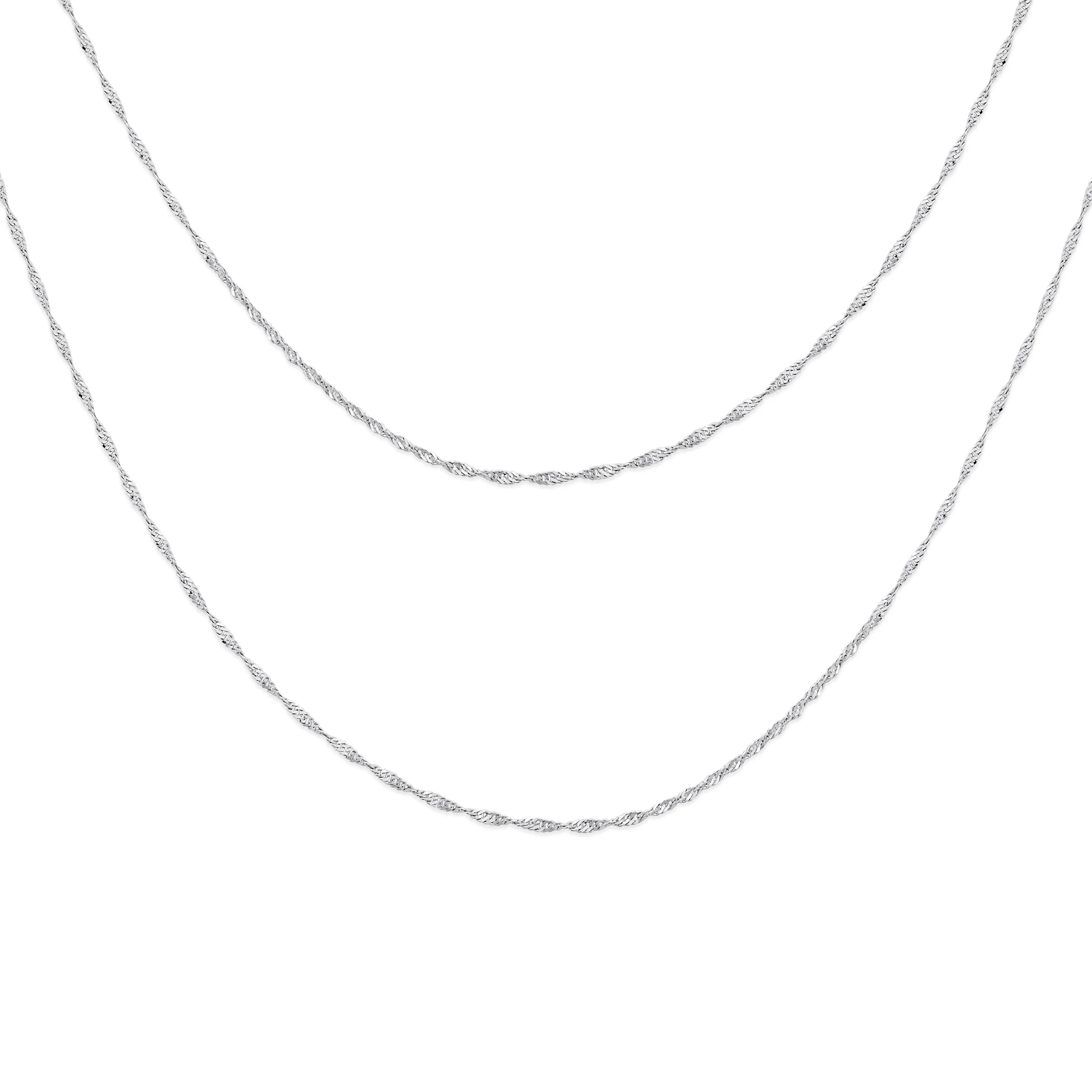 Set of 2 Thin 1.5MM Sterling Silver Singapore Rope Chain Necklace 20 & 24 Inch - Image 2