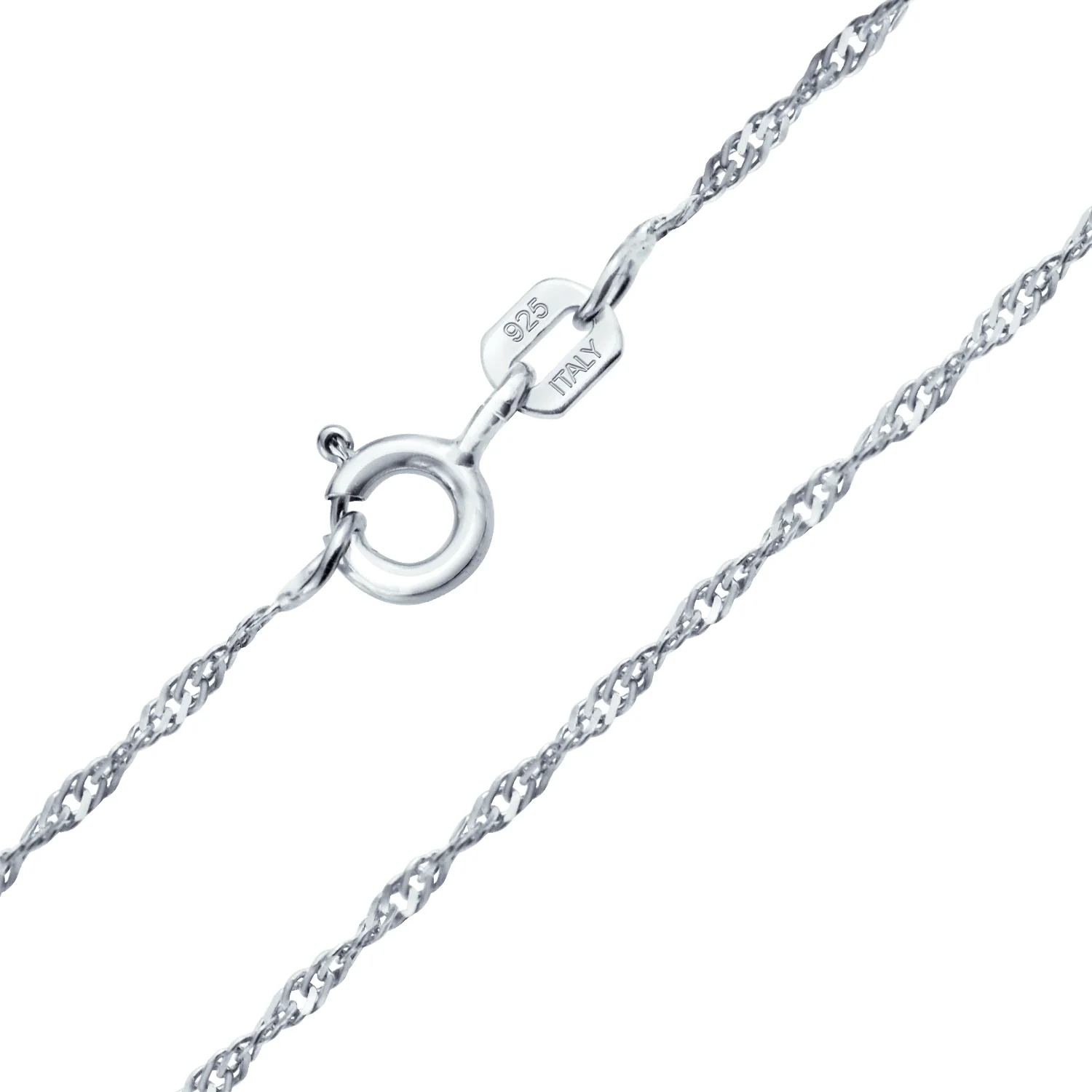 Set of 2 Thin 1.5MM Sterling Silver Singapore Rope Chain Necklace 20 & 24 Inch - Image 3