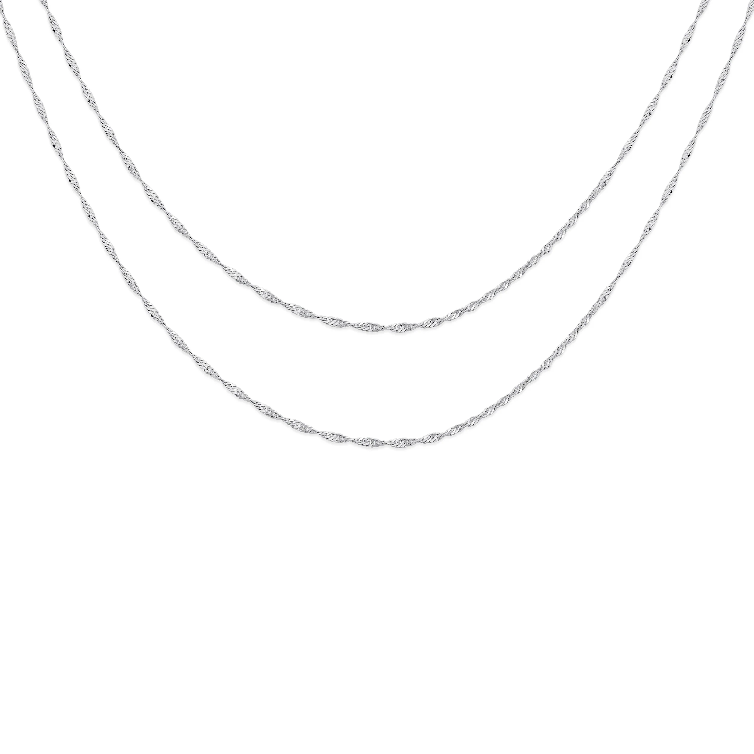 Set of 2 Thin 1.5MM Sterling Silver Singapore Rope Chain Necklace 16 & 18 Inch - Image 2
