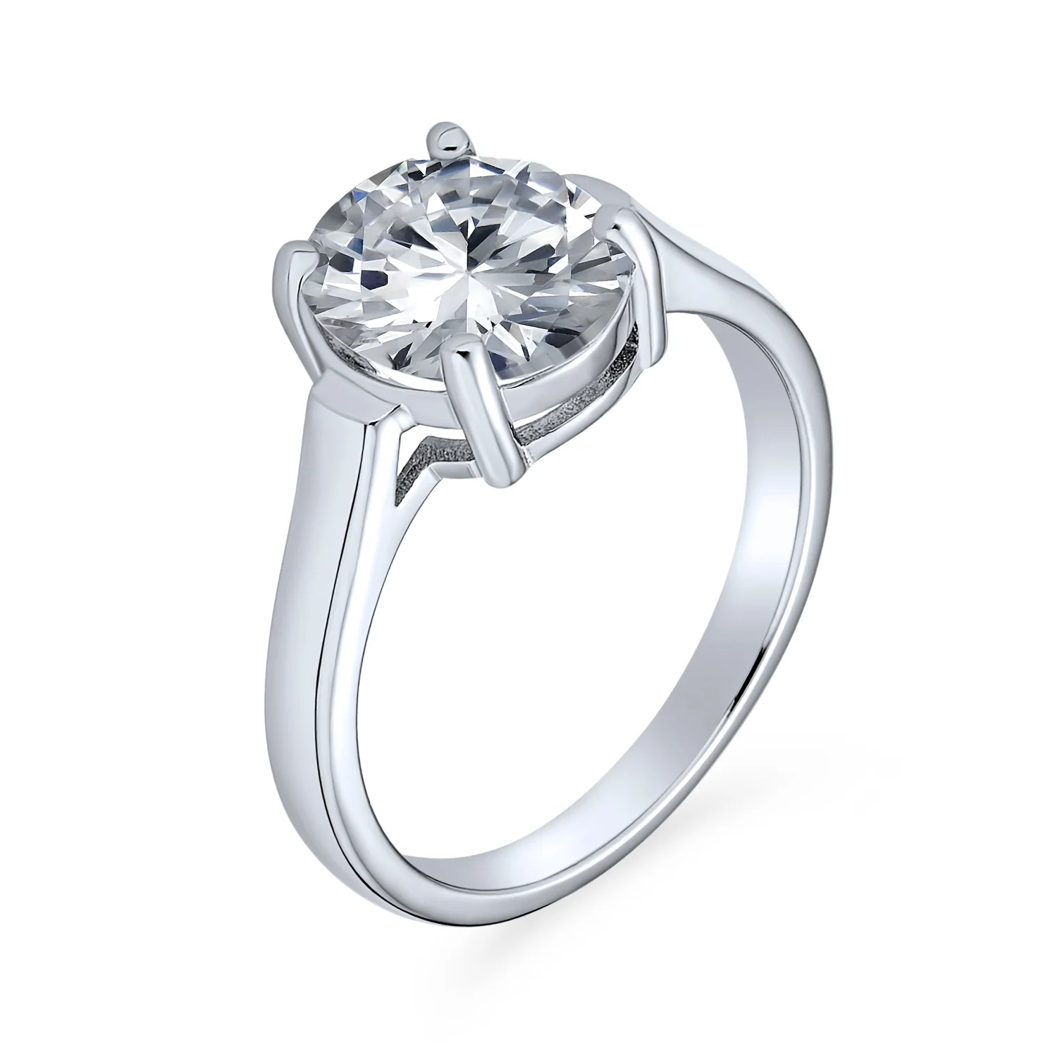 Oval Solitaire Statement Engagement Ring 3CT CZ Cubic Zirconia .925 Sterling Silver - Image 2