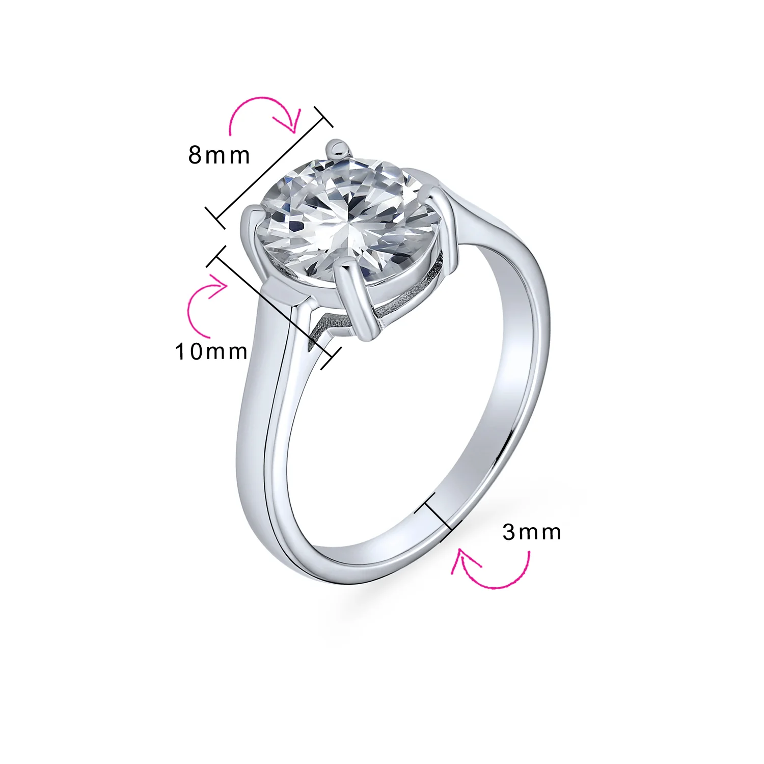 Oval Solitaire Statement Engagement Ring 3CT CZ Cubic Zirconia .925 Sterling Silver - Image 3