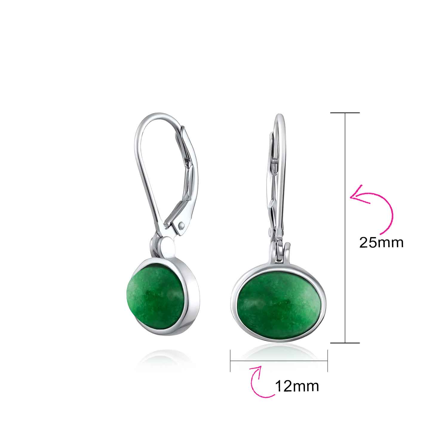 Simple Bezel Set Dangle Earrings with Amber Jade Moonstone Onyx Gemstones - Image 14
