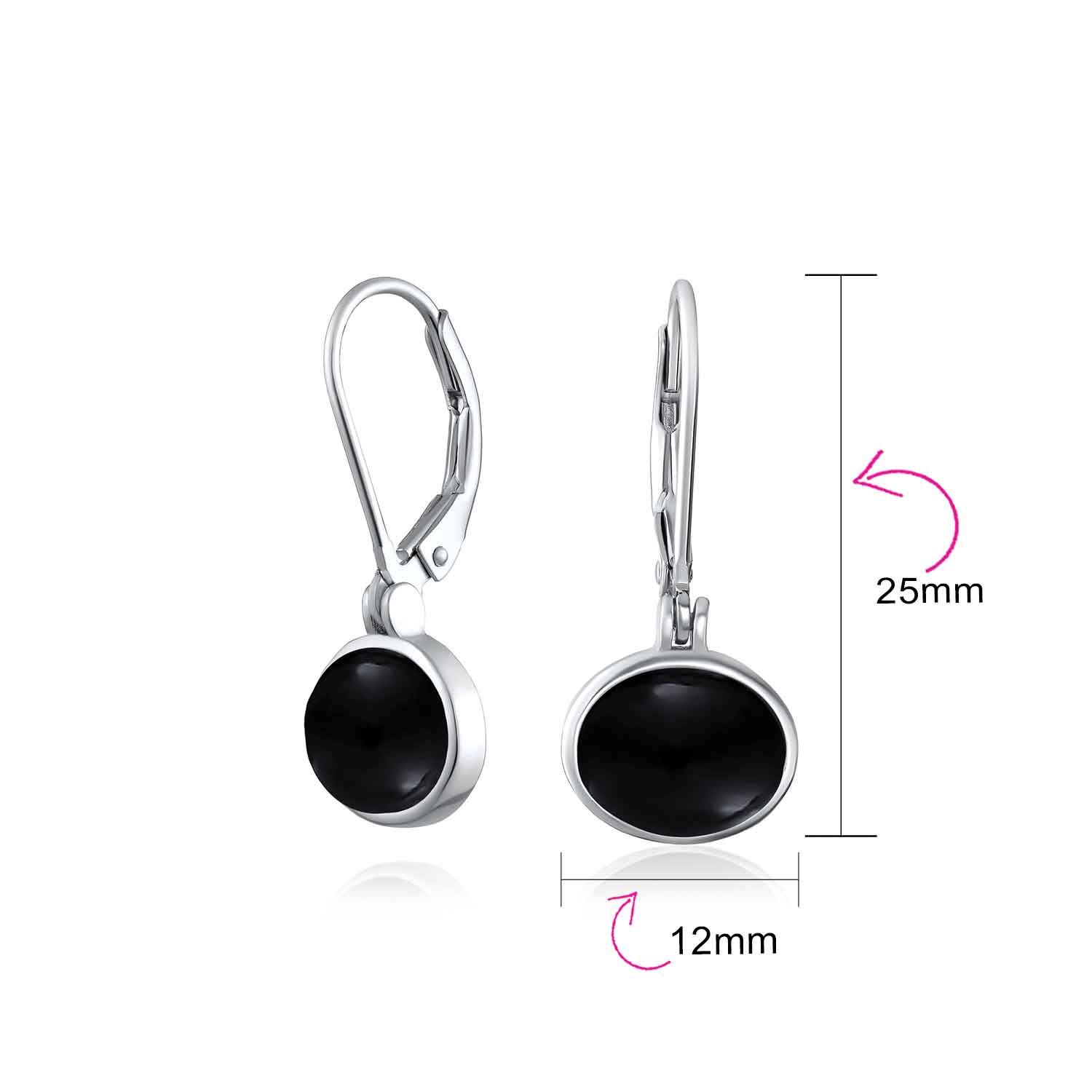 Simple Bezel Set Dangle Earrings with Amber Jade Moonstone Onyx Gemstones - Image 16