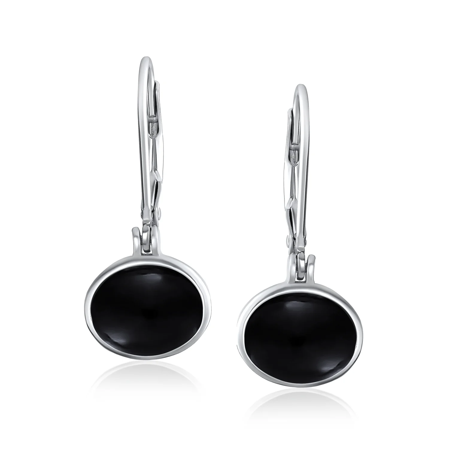 Simple Bezel Set Dangle Earrings with Amber Jade Moonstone Onyx Gemstones - Image 8