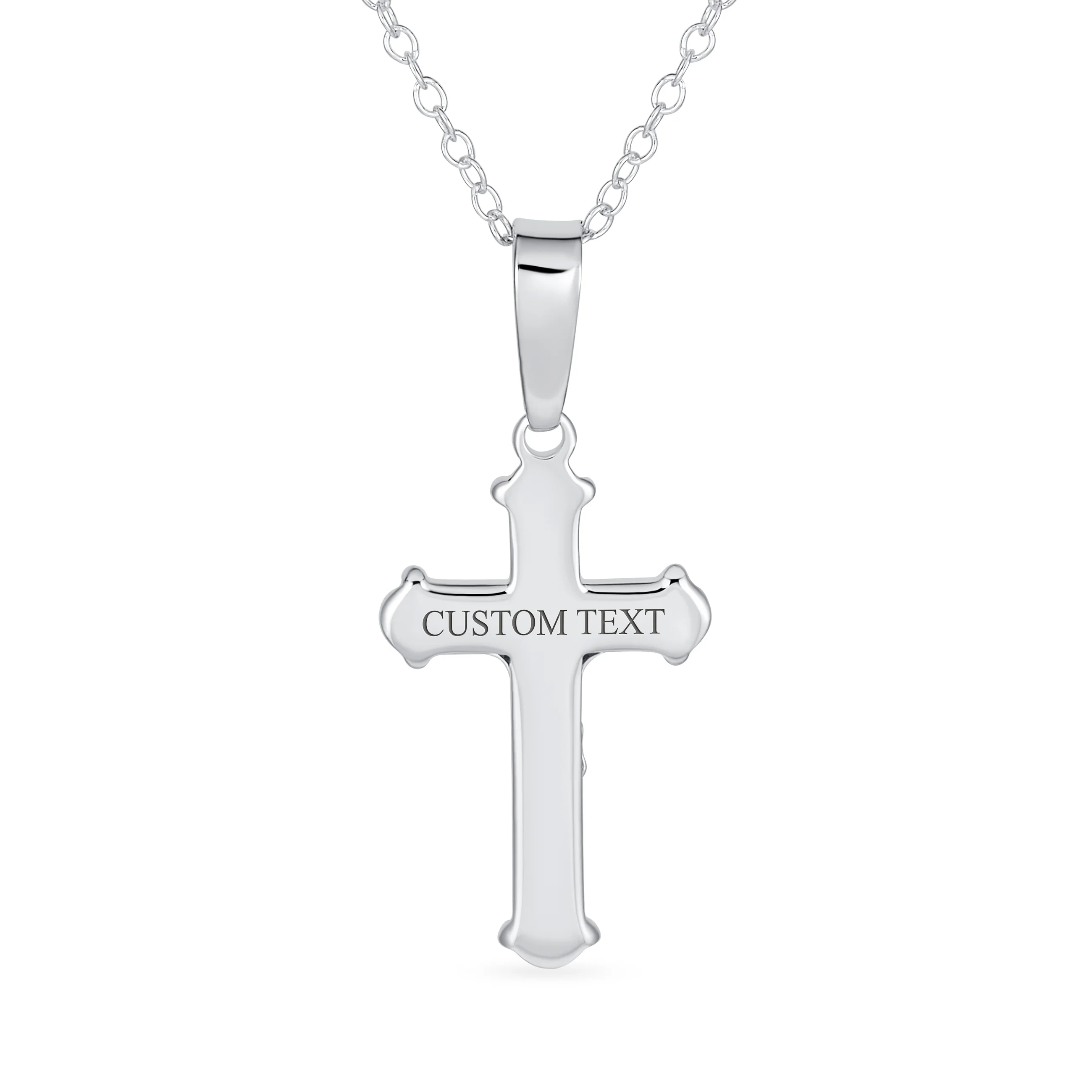 Simple Christian Catholic Pendant Necklace Jesus Crucifix Cross Silver Chain - Image 5
