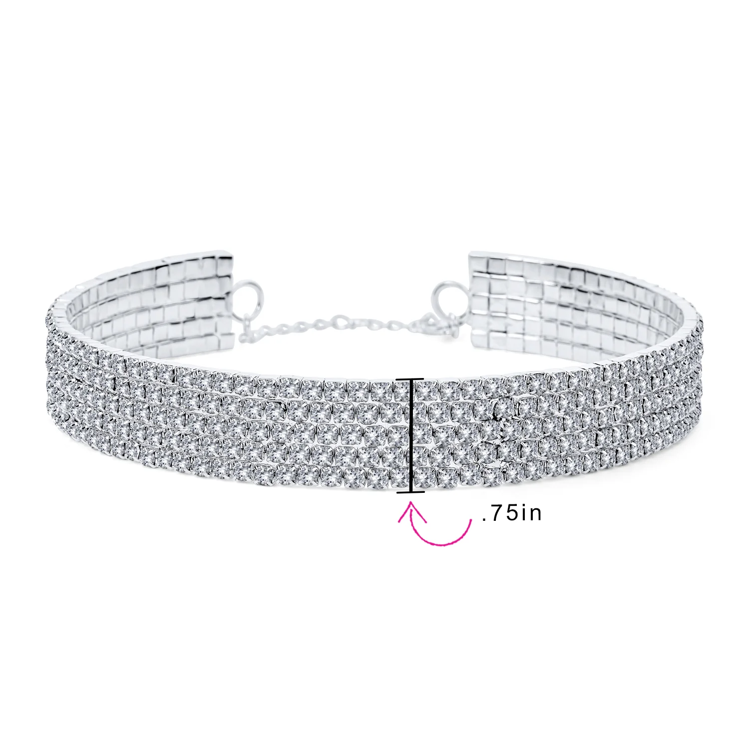 Classic Cocktail Sparkly Rhinestone Choker Statement Necklace Adjustable - Image 4