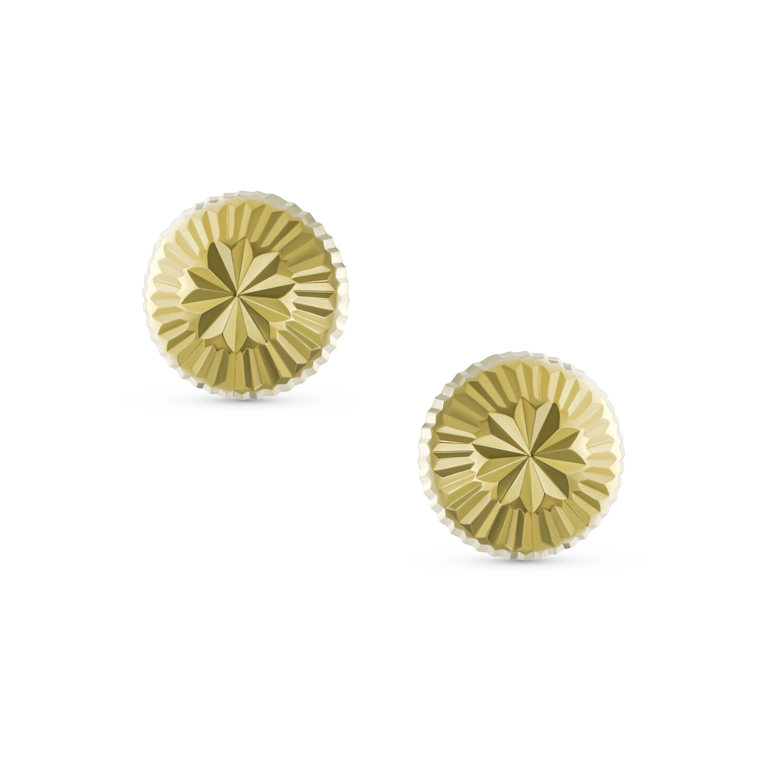 Tiny 10K Yellow Gold Half Dome Sparkling Star Design Brust Ball Stud Earrings 6MM - Image 2