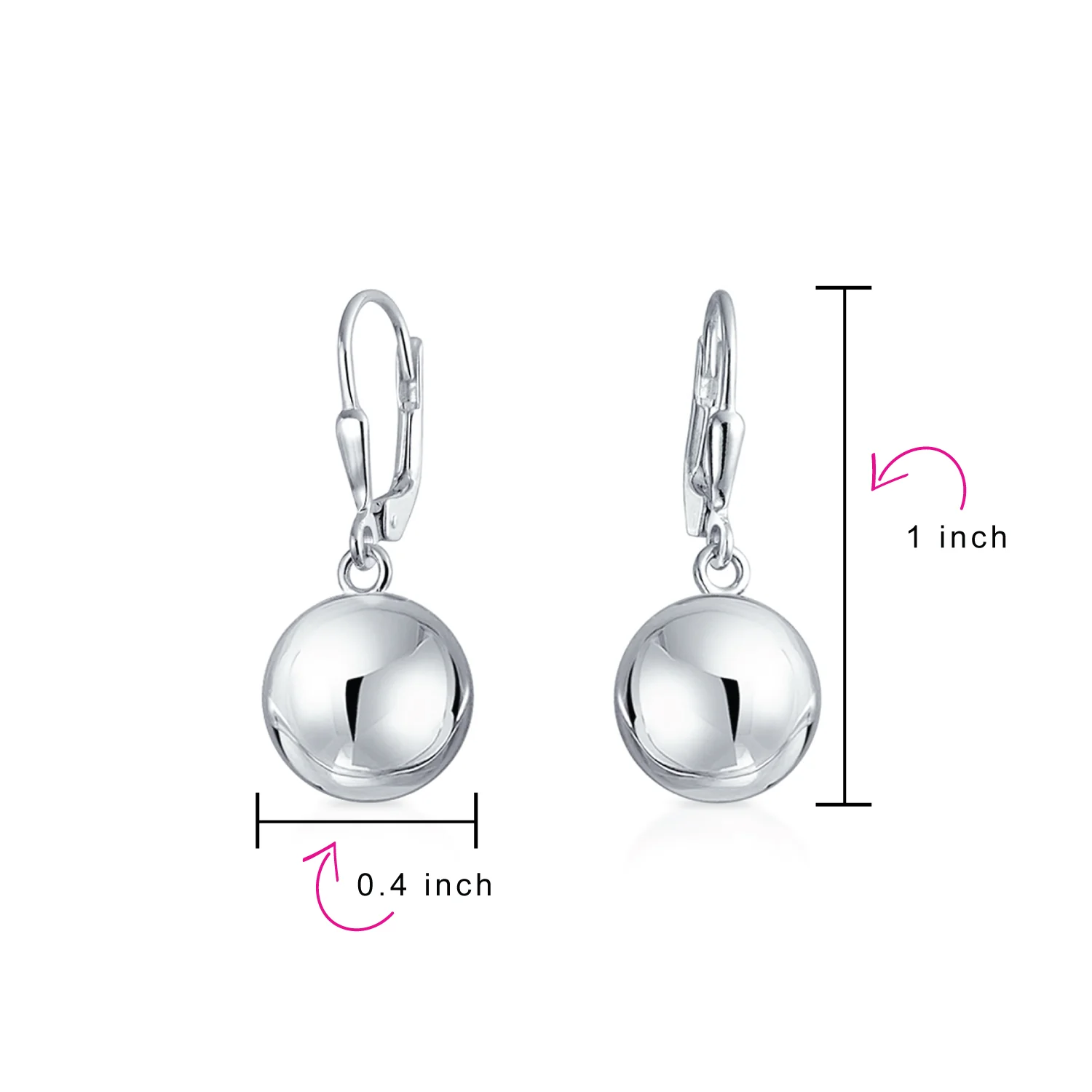Set of 2 Round Dangle Drop Ball Earrings 6MM 8MM Leverback - Image 4