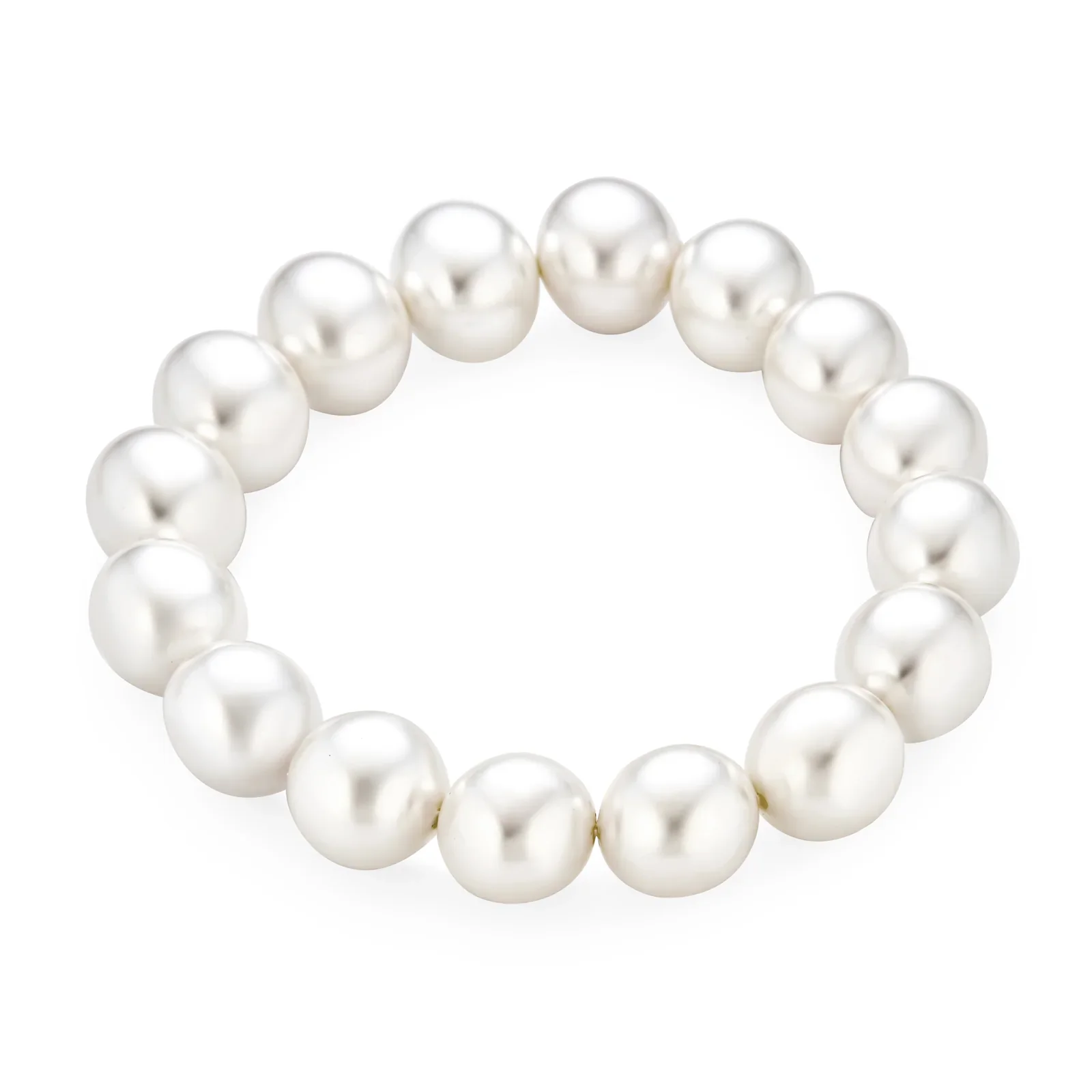 Simple Fashion Stackable Bead Simulated Pearl Stretch Bracelet Large 12MM - Image 2