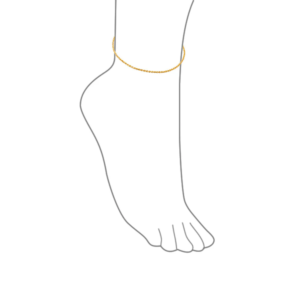 Simple Figaro Rope Chain Anklet Ankle Bracelet 14K Gold Plated Silver 9-10 Inch - Image 10