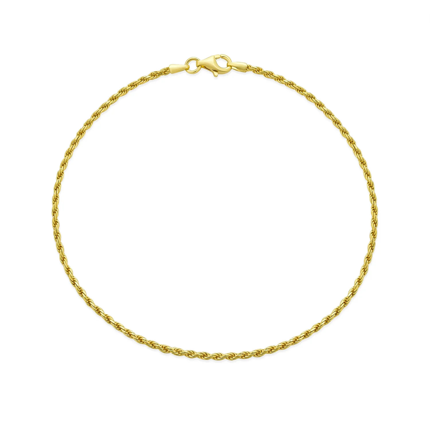 Simple Figaro Rope Chain Anklet Ankle Bracelet 14K Gold Plated Silver 9-10 Inch - Image 2