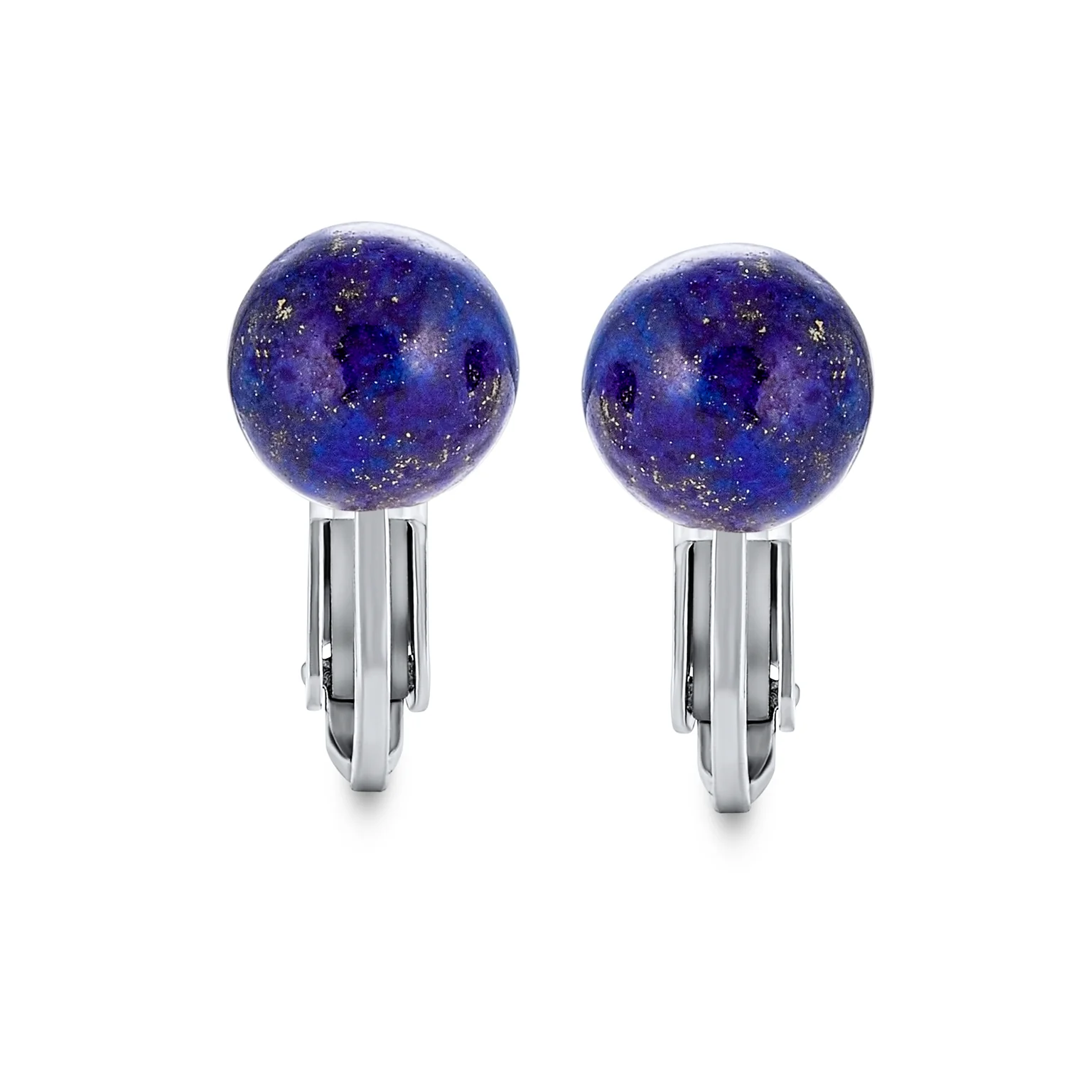 Simple Gemstone Round Bead Clip-On Earrings Non-Piercing Sterling Silver 8MM - Image 16