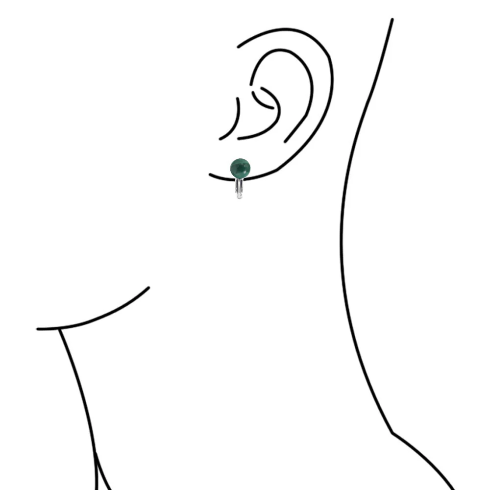 Simple Gemstone Round Bead Clip-On Earrings Non-Piercing Sterling Silver 8MM - Image 20