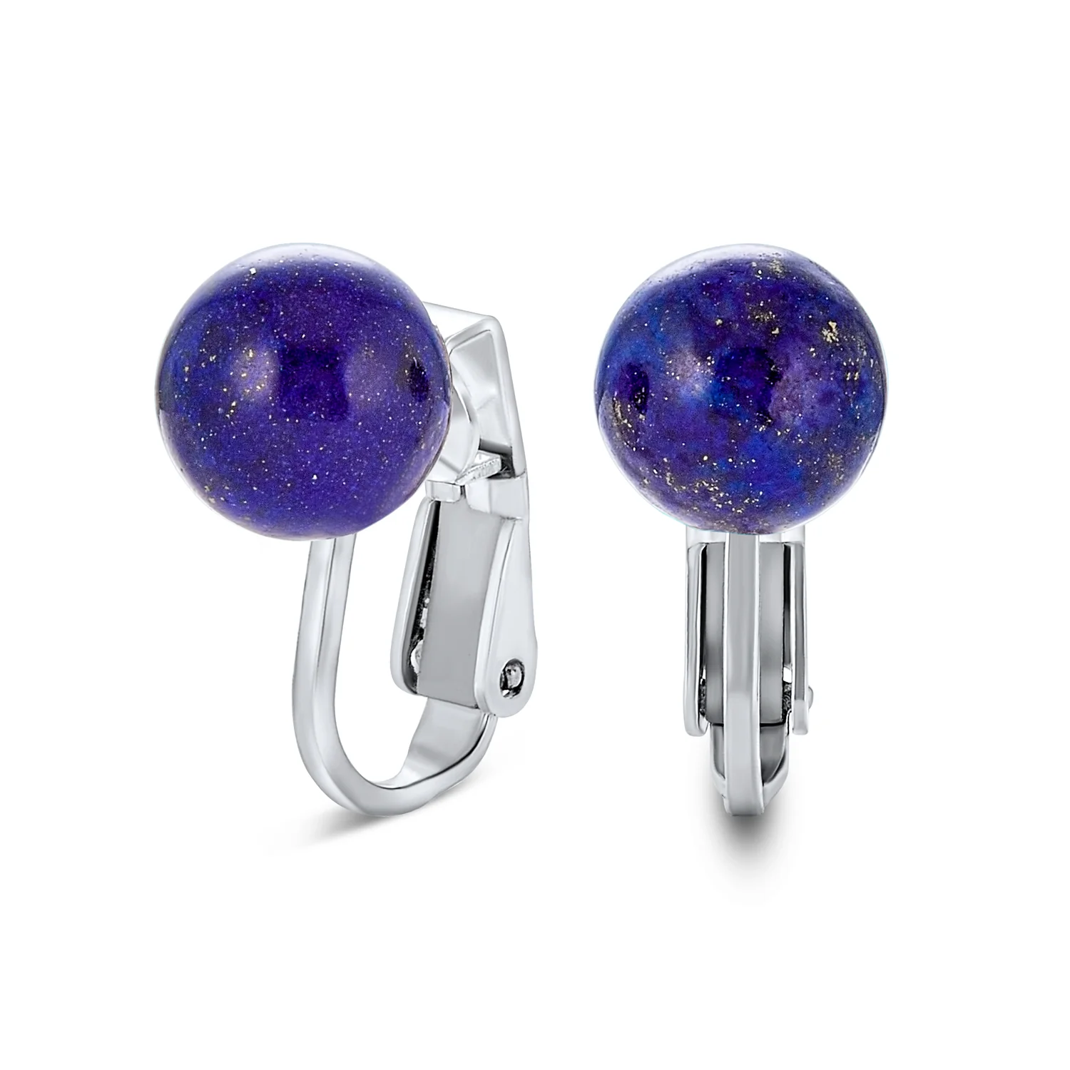 Simple Gemstone Round Bead Clip-On Earrings Non-Piercing Sterling Silver 8MM - Image 8