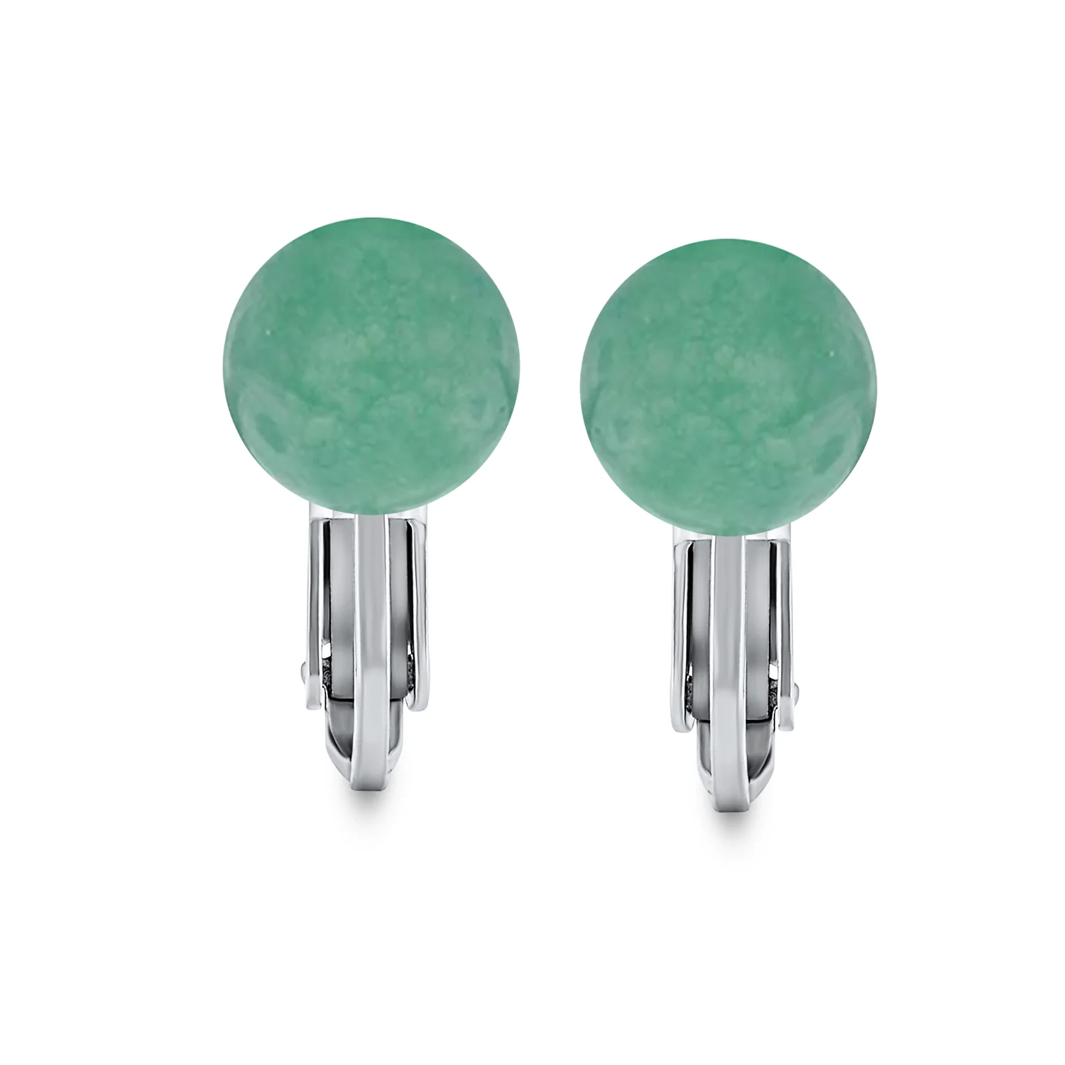 Simple Gemstone Round Bead Clip-On Earrings Non-Piercing Sterling Silver 8MM - Image 9