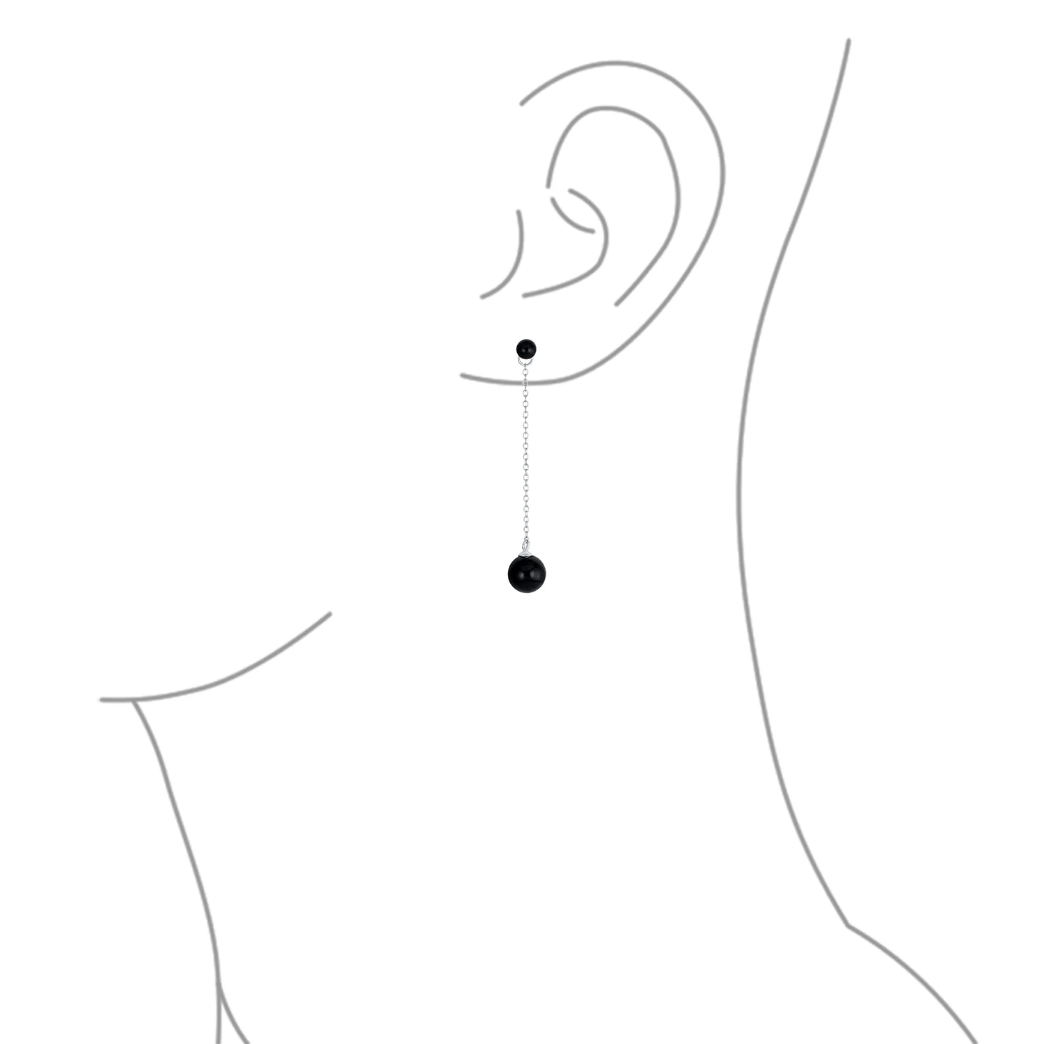 Simple Gemstone Dangle Earrings with Black Onyx or Green Jade in Sterling Silver - Image 5