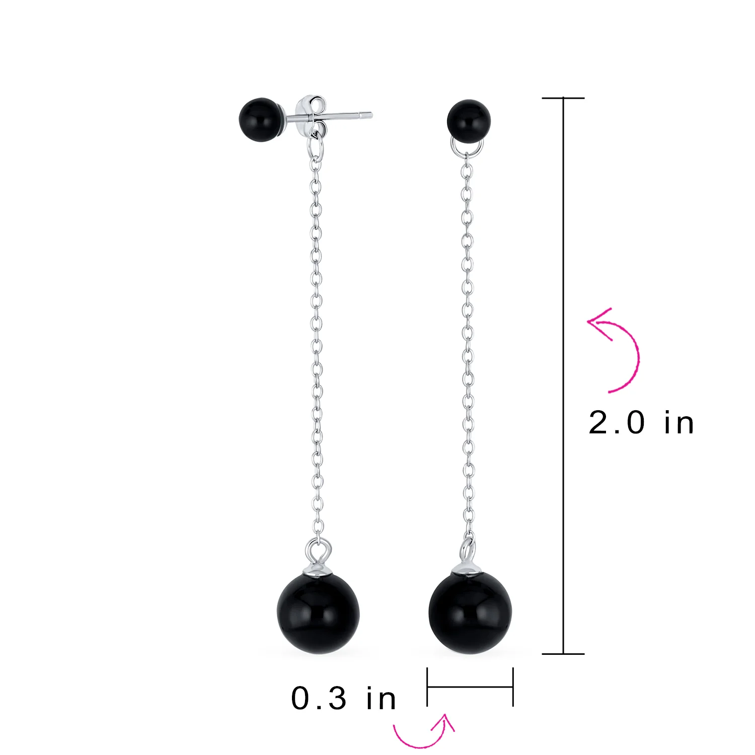 Simple Gemstone Dangle Earrings with Black Onyx or Green Jade in Sterling Silver - Image 7