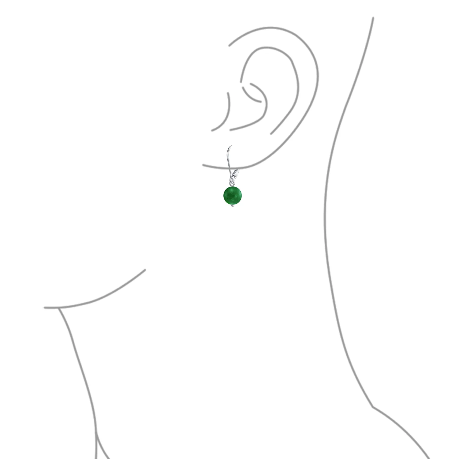 Simple Gemstone 8MM Drop Ball Earrings Secure Hinge Lever Back Sterling Silver - Image 34