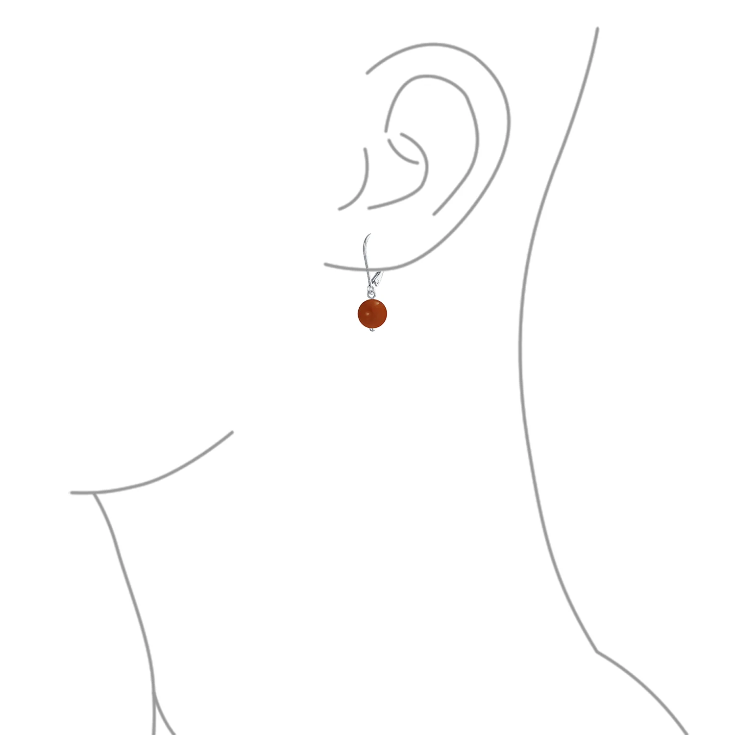 Simple Gemstone 8MM Drop Ball Earrings Secure Hinge Lever Back Sterling Silver - Image 43