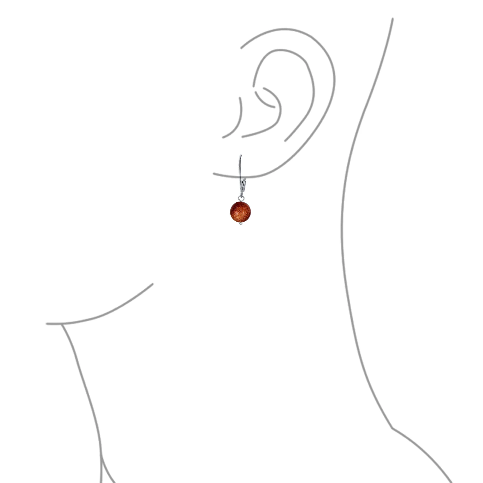 Simple Gemstone 8MM Drop Ball Earrings Secure Hinge Lever Back Sterling Silver - Image 47