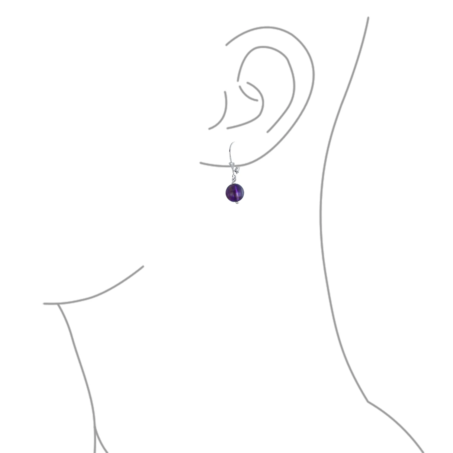 Simple Gemstone 8MM Drop Ball Earrings Secure Hinge Lever Back Sterling Silver - Image 49
