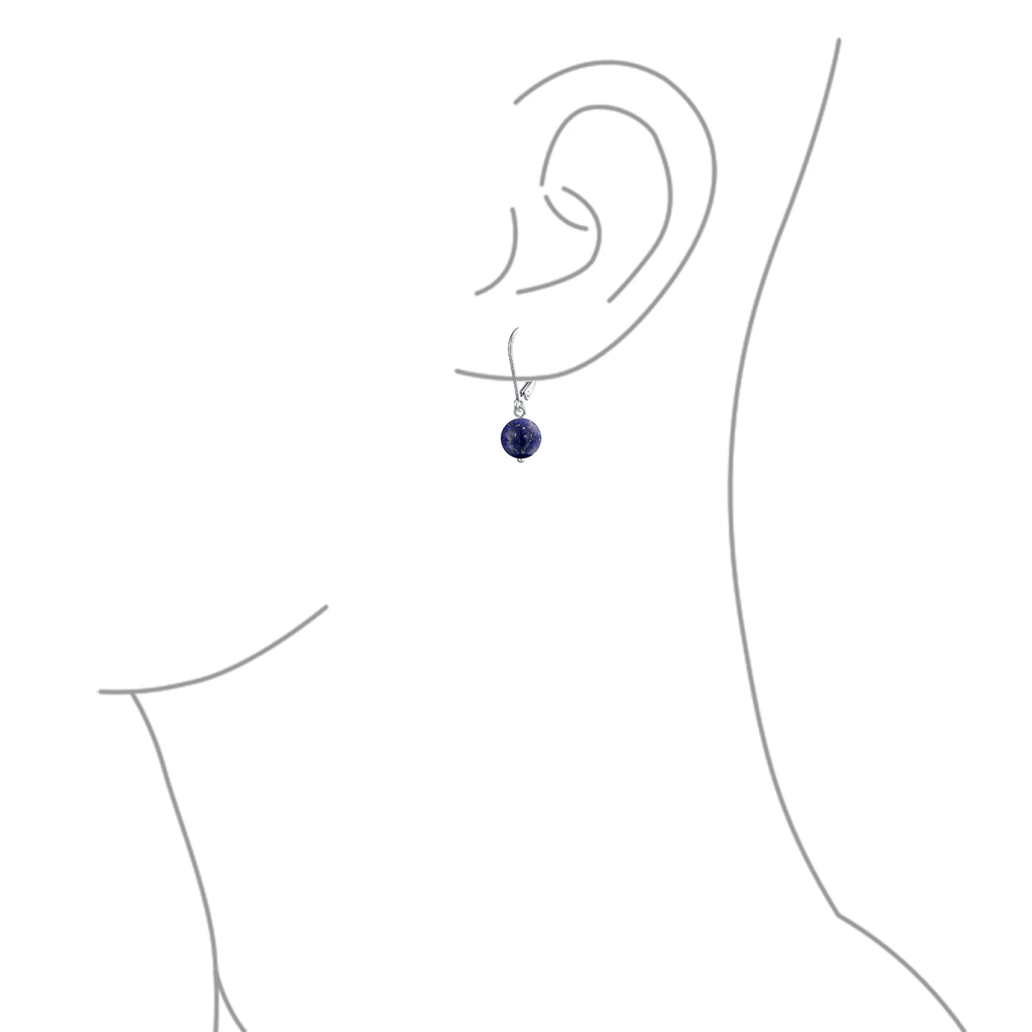 Simple Gemstone 8MM Drop Ball Earrings Secure Hinge Lever Back Sterling Silver - Image 53