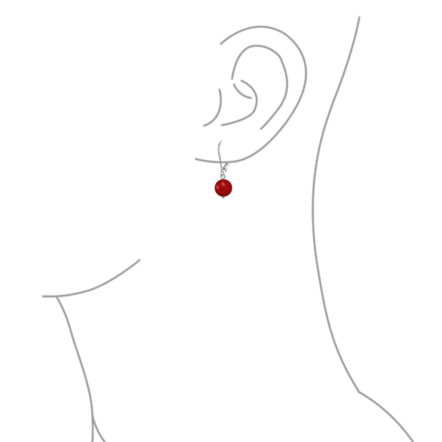 Simple Gemstone 8MM Drop Ball Earrings Secure Hinge Lever Back Sterling Silver - Image 54