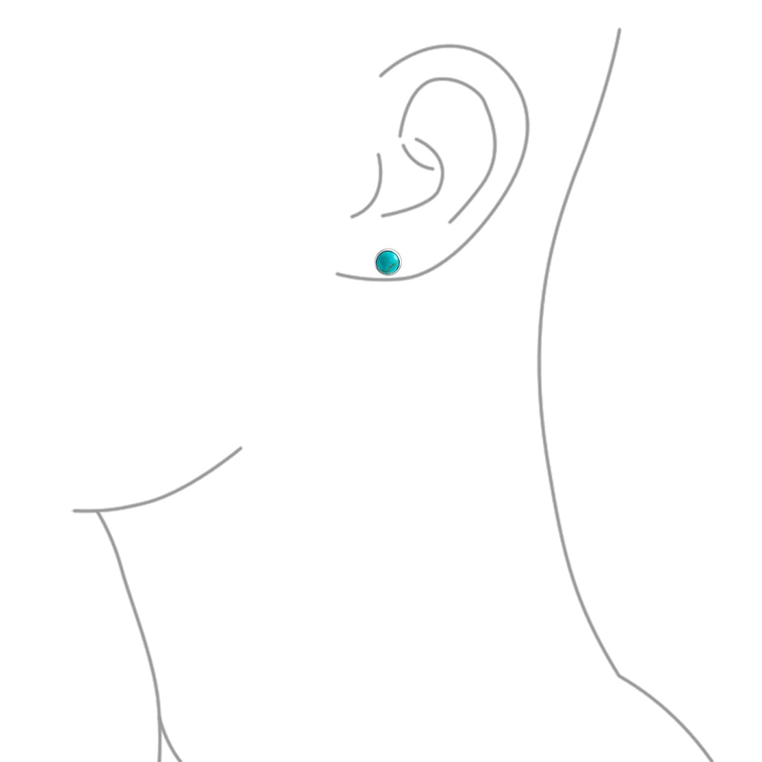 Turquoise Bezel Set Round Dome Button Stud Earrings Gold Plated Sterling Silver - Image 12