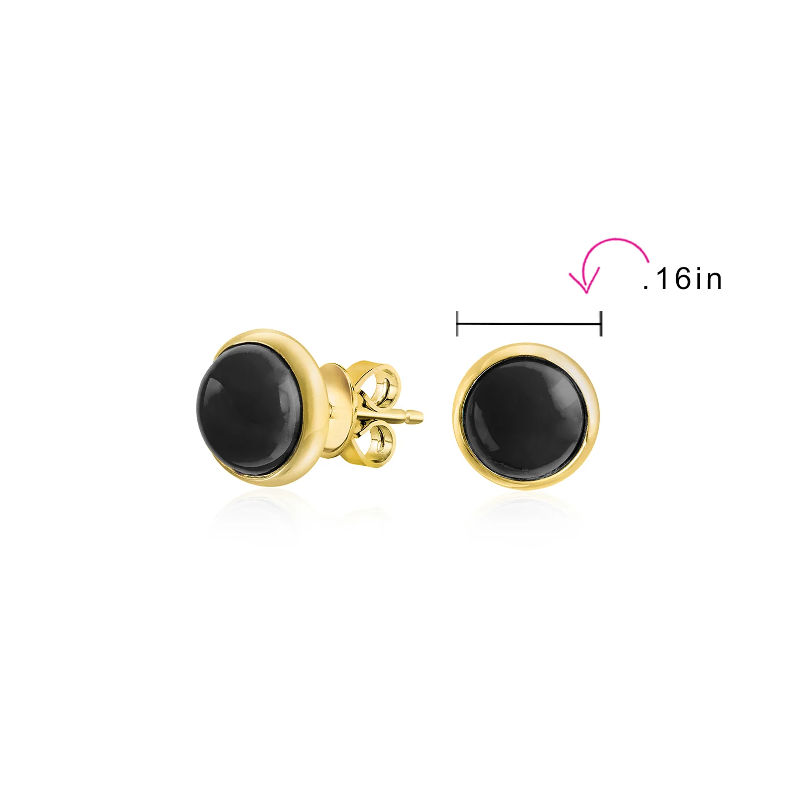Turquoise Bezel Set Round Dome Button Stud Earrings Gold Plated Sterling Silver - Image 20