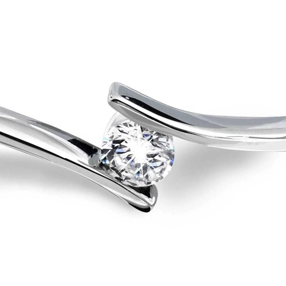 Simple Geometric CZ Bangle Bracelet Sterling Silver with Safety Clasp - Image 3