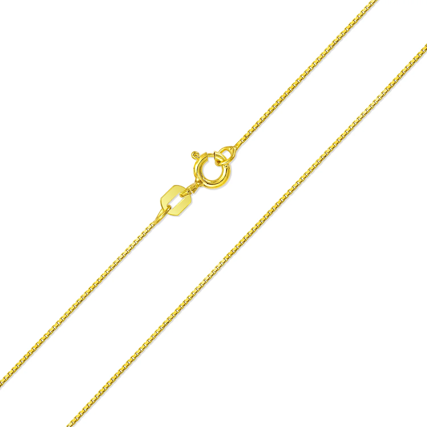 Thin 019 Gauge Box Chain Necklace Gold Plated Sterling Silver 16 Inch - Image 4