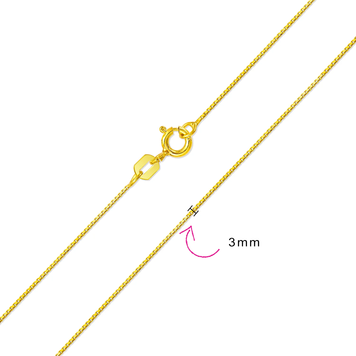 Thin 019 Gauge Box Chain Necklace Gold Plated Sterling Silver 16 Inch - Image 6
