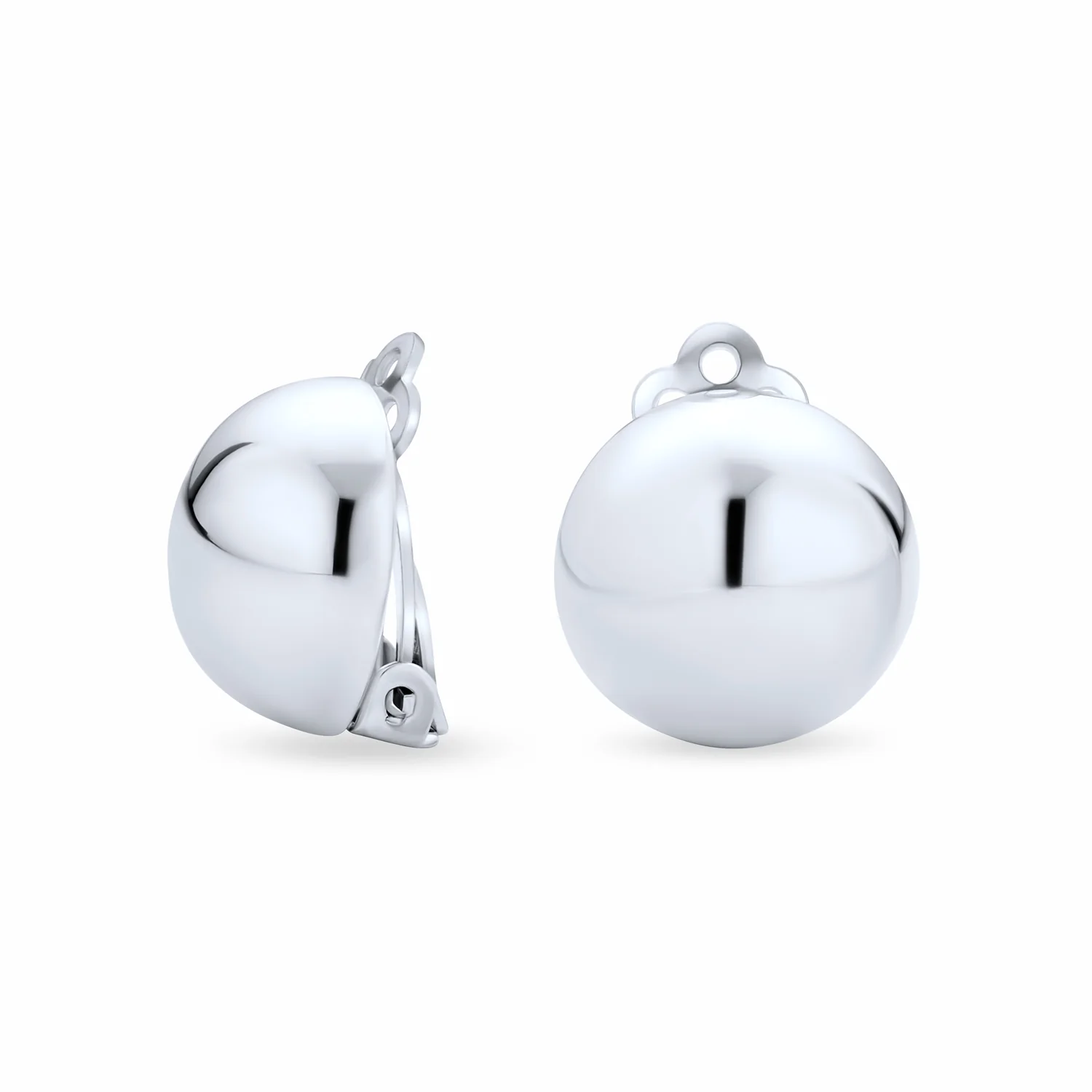 Half Round Ball Clip-On Earrings 14K Gold Plated Silver