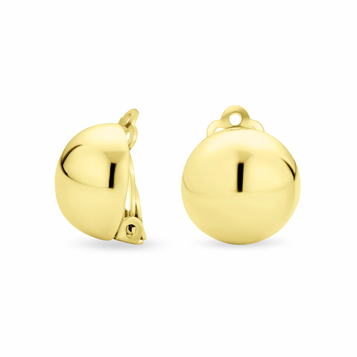 Half Round Ball Clip-On Earrings 14K Gold Plated Silver - Image 2
