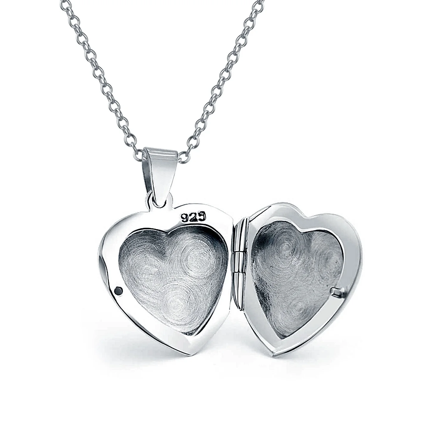 Simple Keepsake Puff Heart Shaped Photo Locket Necklace Pendant .925 Sterling Silver - Image 4