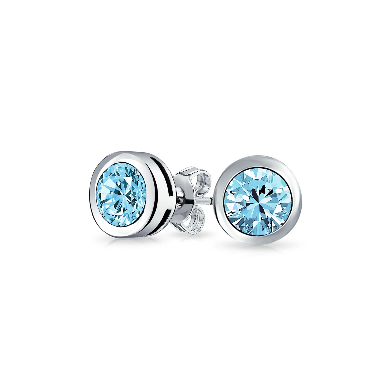 Simple Martini Bezel Set CZ Stud Earrings Rose Gold Sterling Silver 5-9MM - Image 9