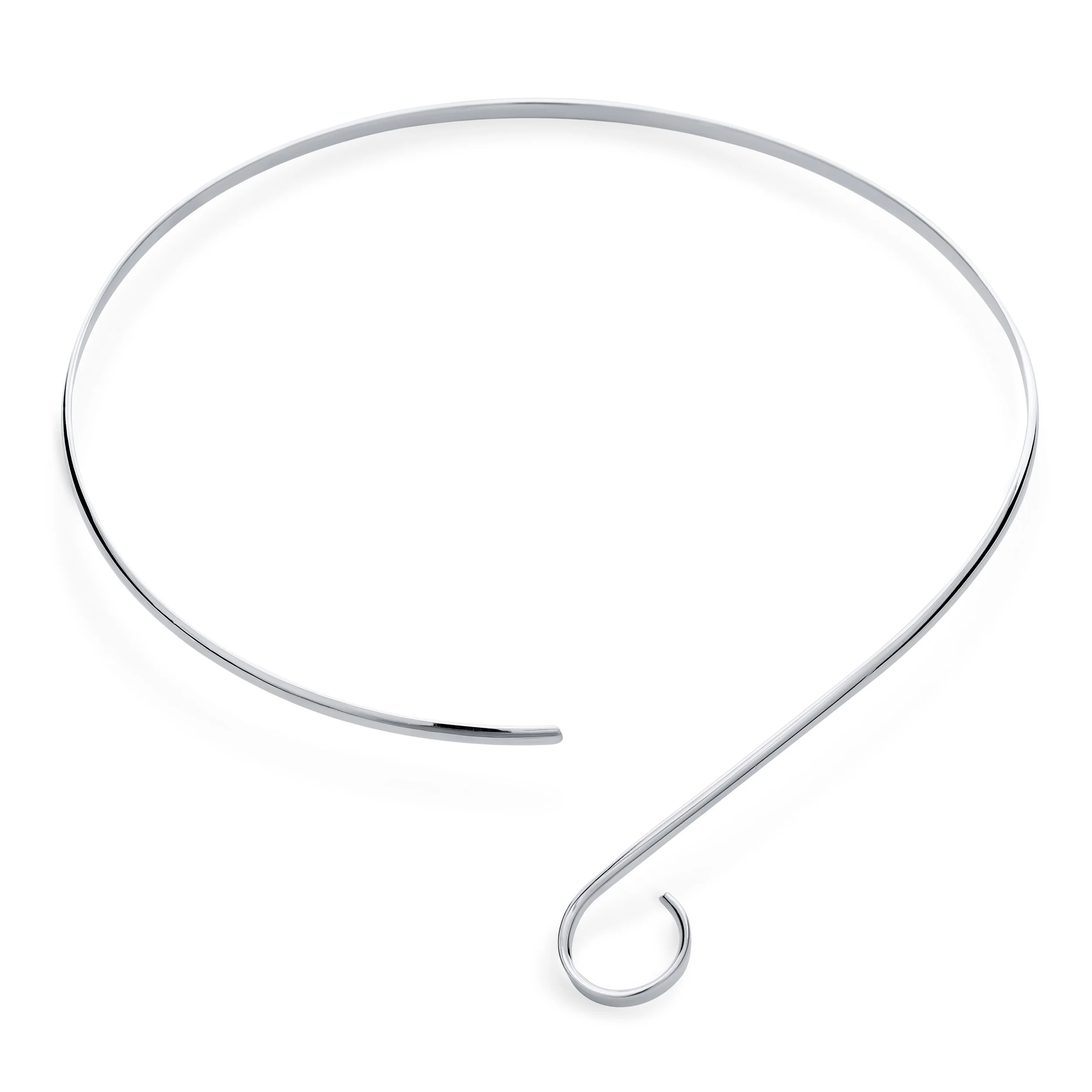 Modern S Swirl Geometric Collar Choker Statement Necklace .925 Silver Sterling