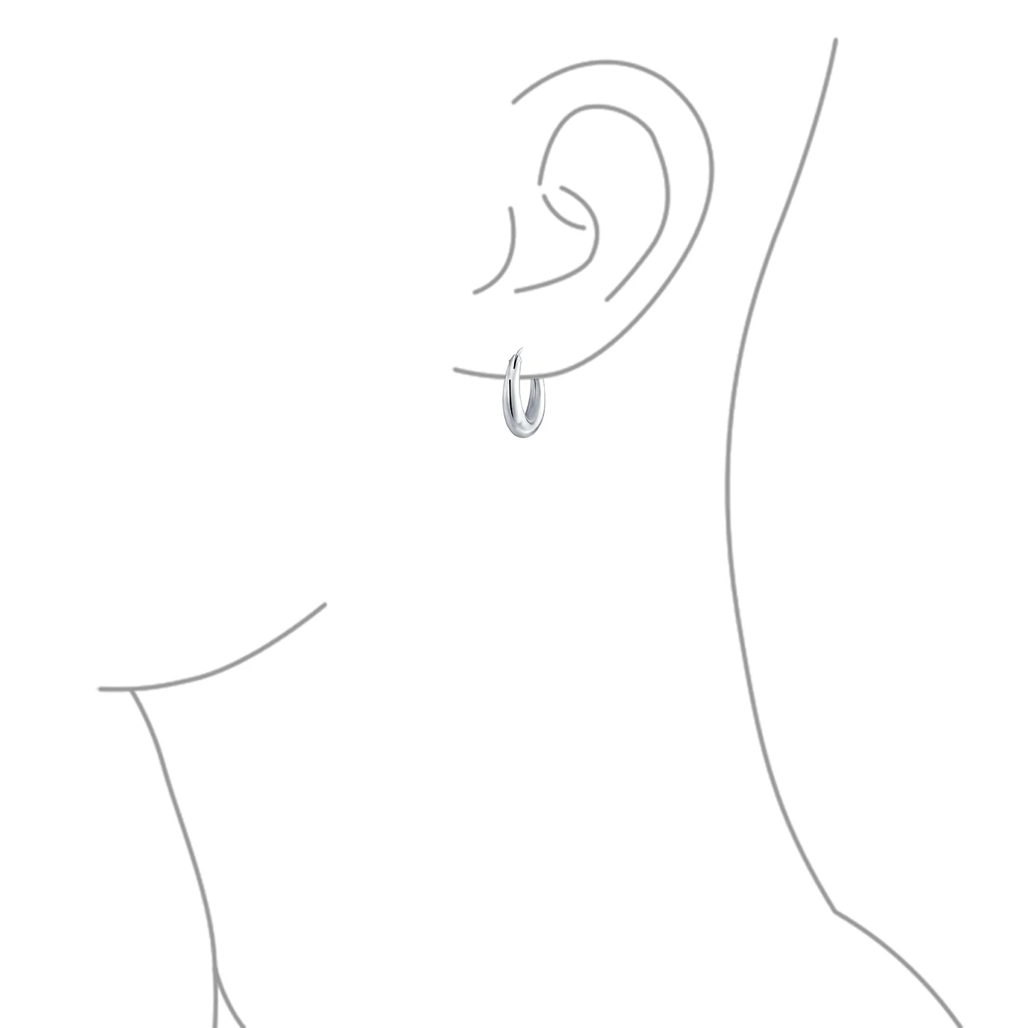 Simple Plain Hoop Huggie Earrings Sterling Silver Crescent Tapered Tube .75 Inch - Image 8