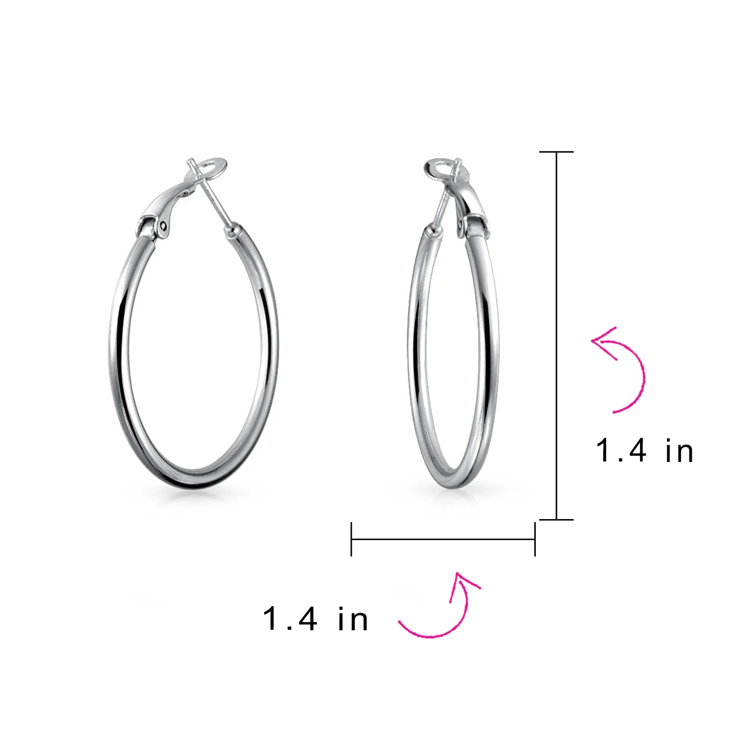 Simple Polished Hoop Huggie Earrings SterlingSilver 1.4 Inch - Image 5