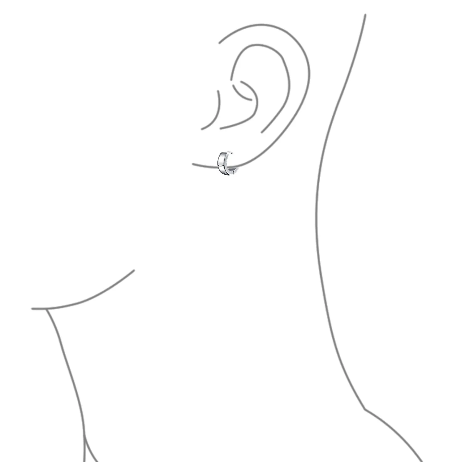 Set of 2 Basic Polished Huggie Hoop Earrings Silver Gold - Image 2