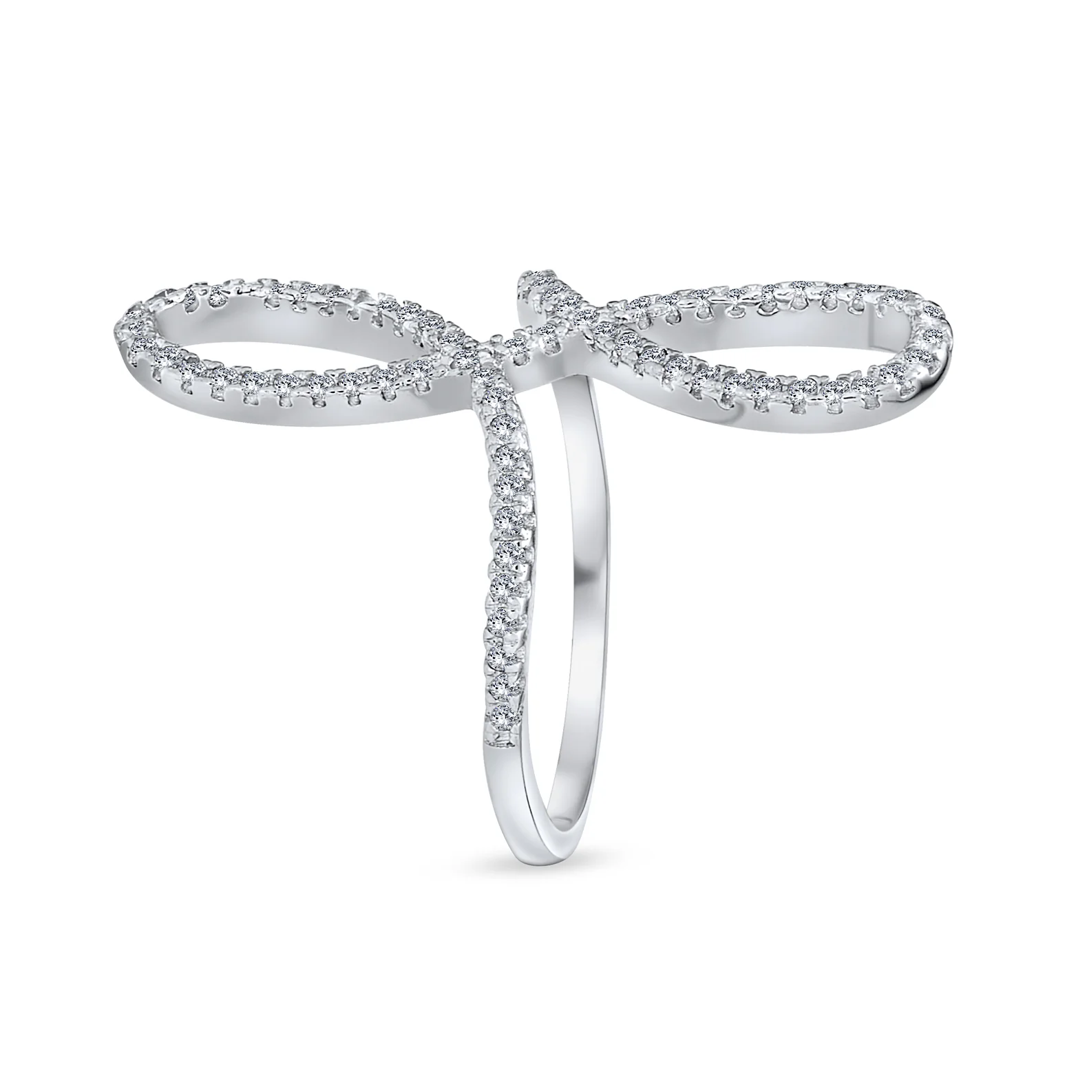 Delicate CZ Cubic Zirconia Full Finger Statement Infinity Ring Sterling Silver - Image 2