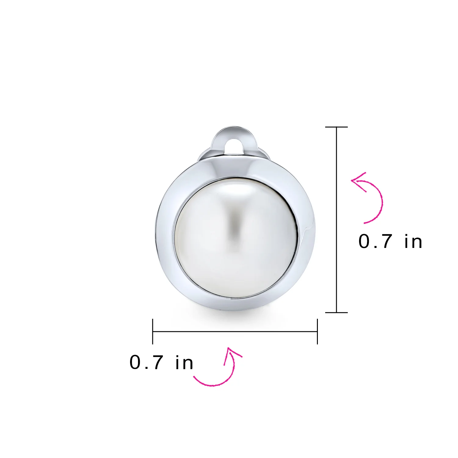 Simple White Pearl Oval Button Clip On Earrings Silver Plated Non-Pierced Ears - Image 4