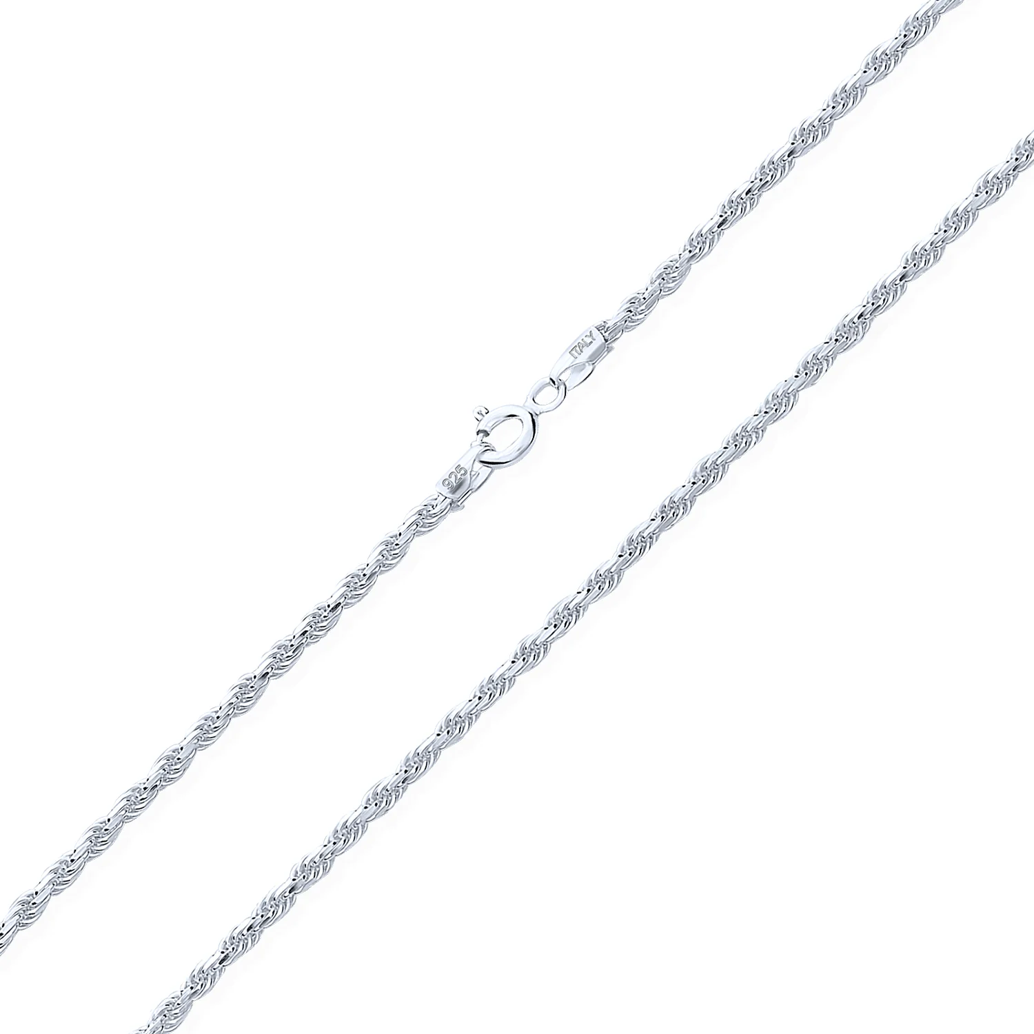 Thin Lightweight 2MM .925 Sterling Silver Rope Link Chain Necklace 16" - Image 3