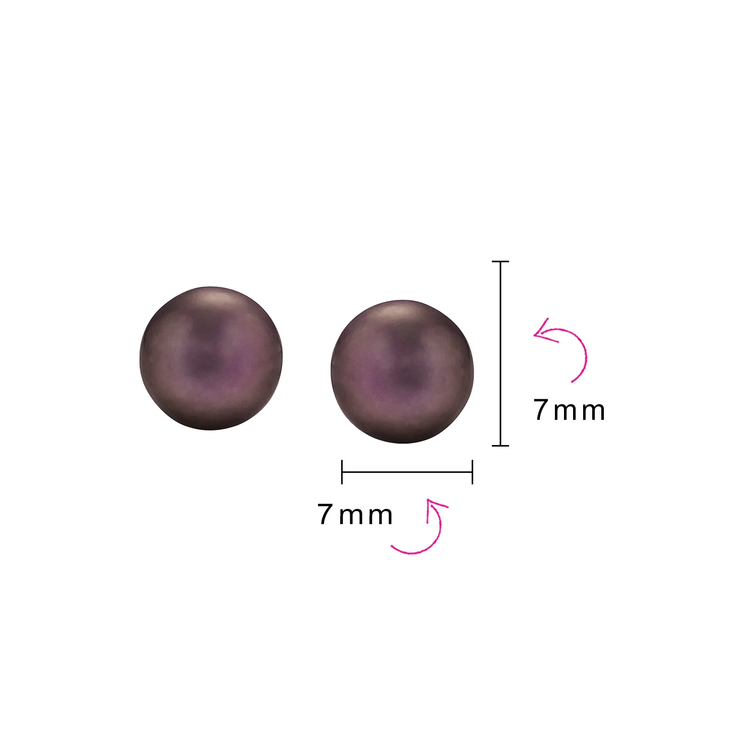 Set of 3 White Black Brown Freshwater Cultured Pearl Stud Earrings Silver 7MM - Image 4