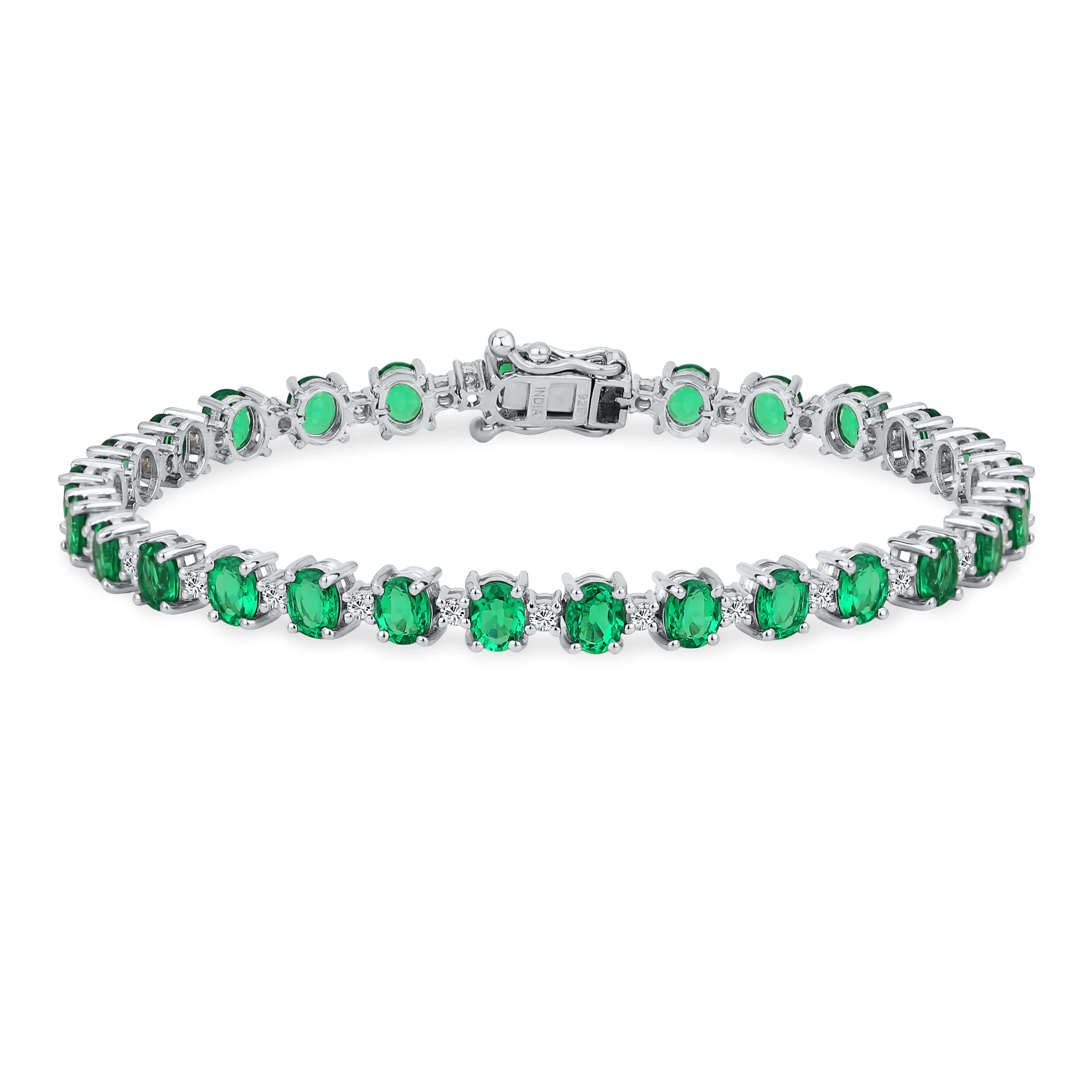 Alternating Oval Purple Amethyst & Zircon Strand Tennis Bracelet .925 Sterling Silver 7.25" - Image 2