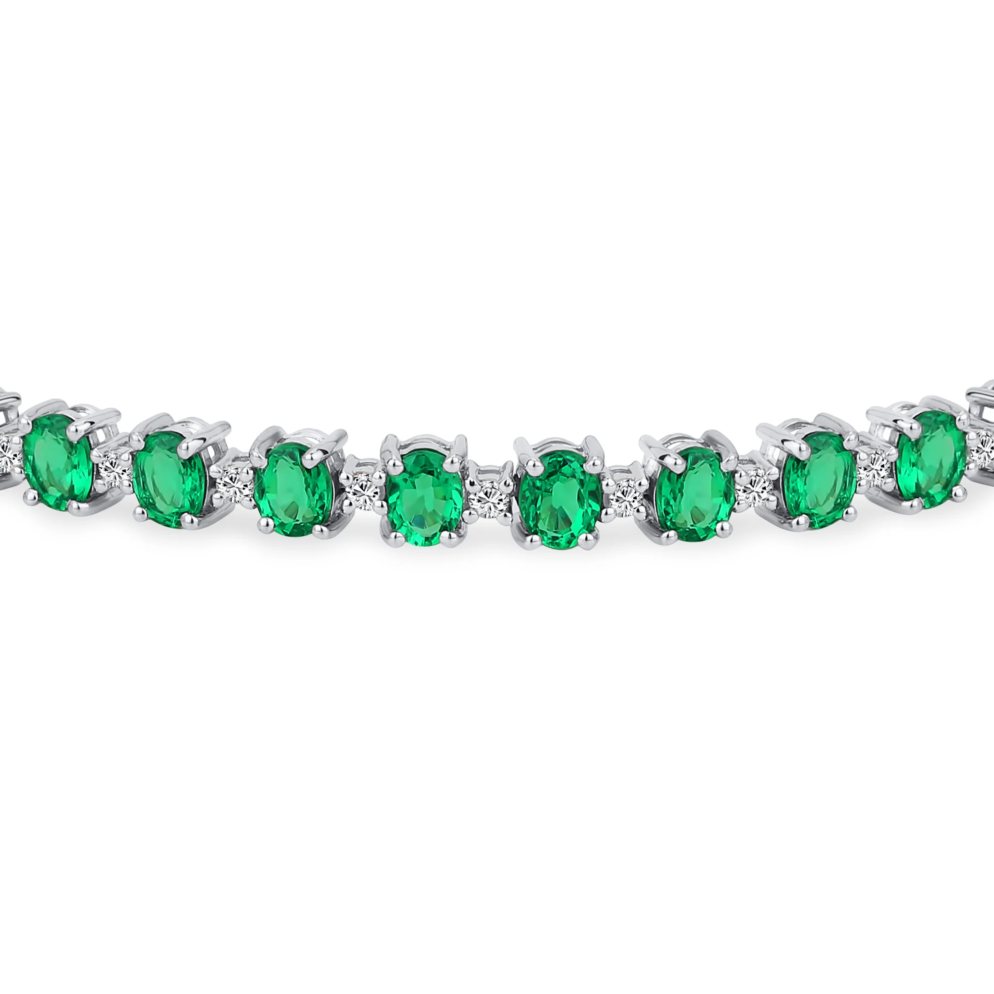 Alternating Oval Purple Amethyst & Zircon Strand Tennis Bracelet .925 Sterling Silver 7.25" - Image 4